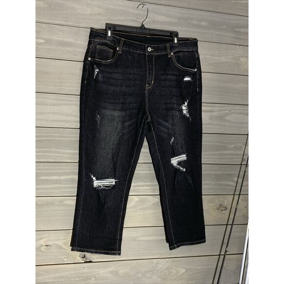 Womens Cropped Ankle Jeans Size XL Distressed 35 Waist - Picture 5 of 5